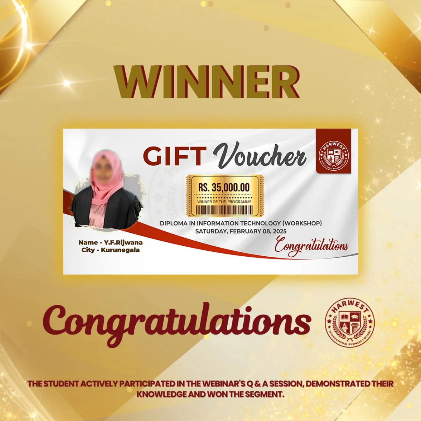 Diploma in IT Workshop Winner