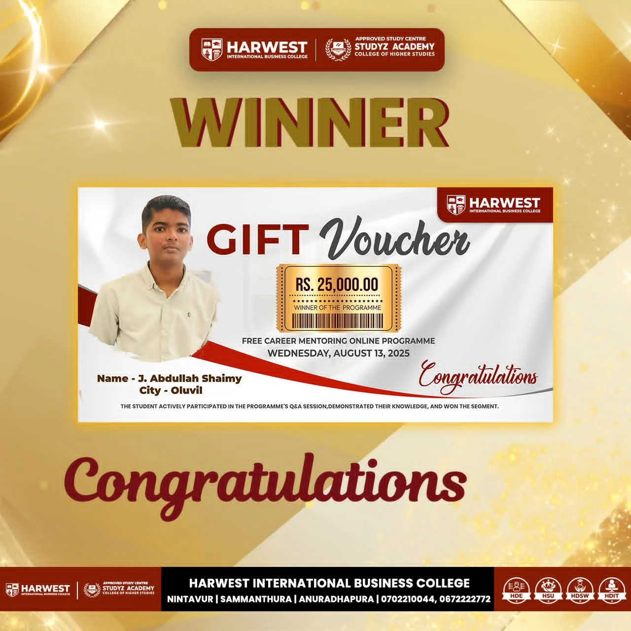 Free career mentoring online programme Winner 