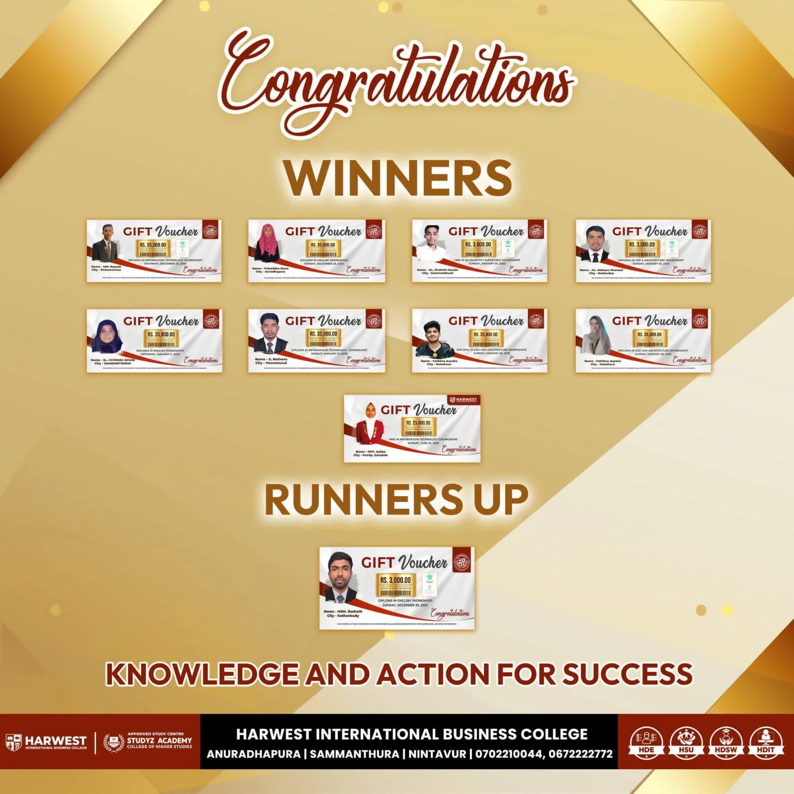 Knowledge and Action for Success series winners