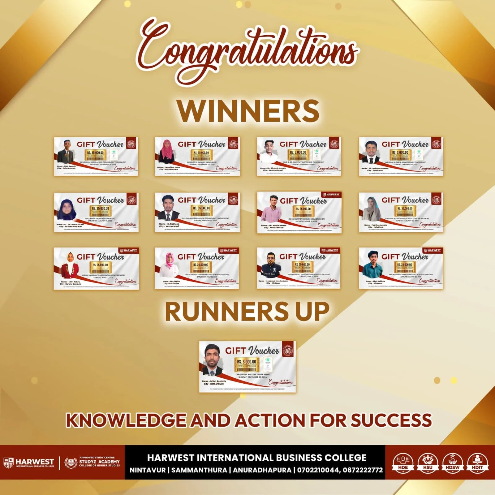 Knowledge and Action for Success series winners