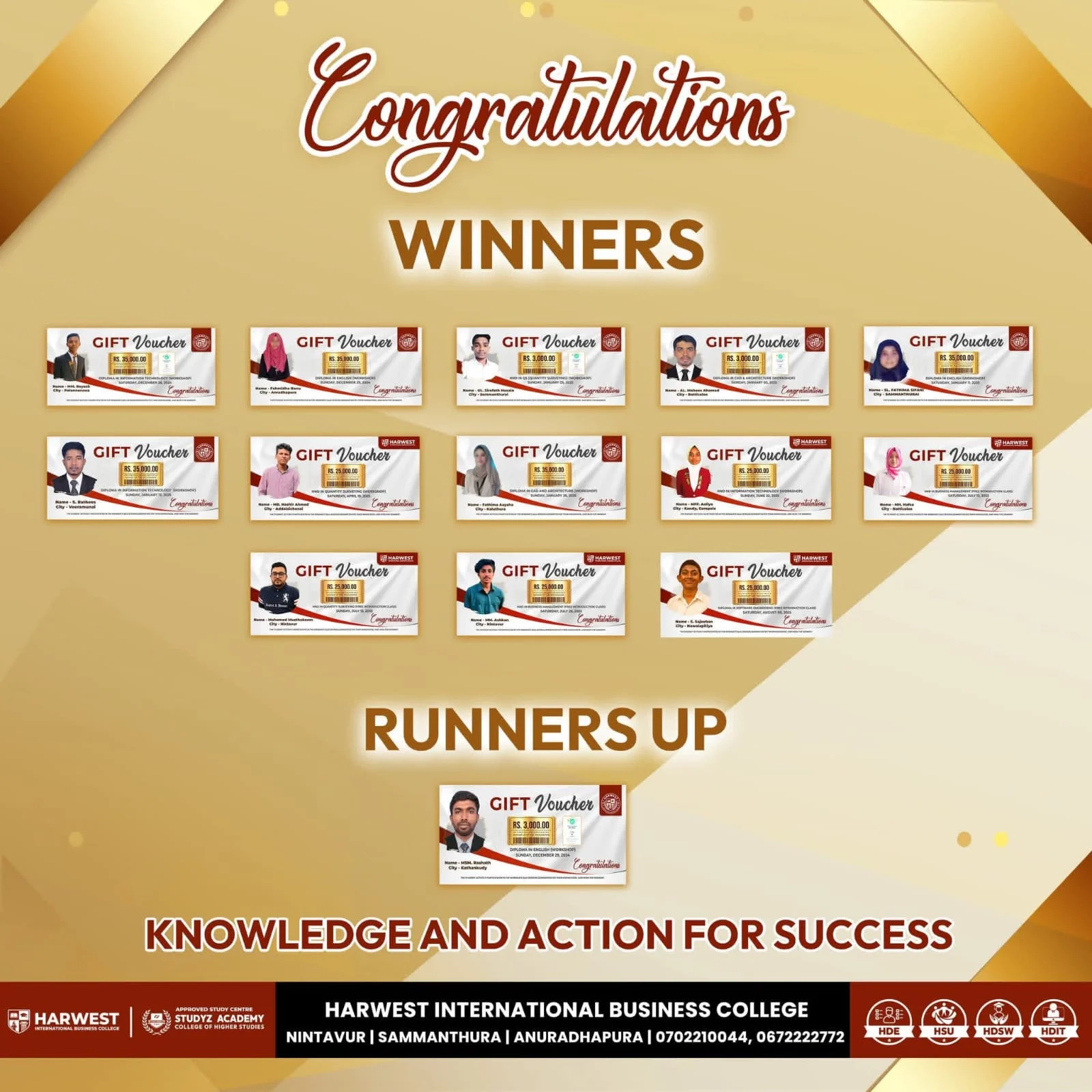 Knowledge and Action for Success series winners