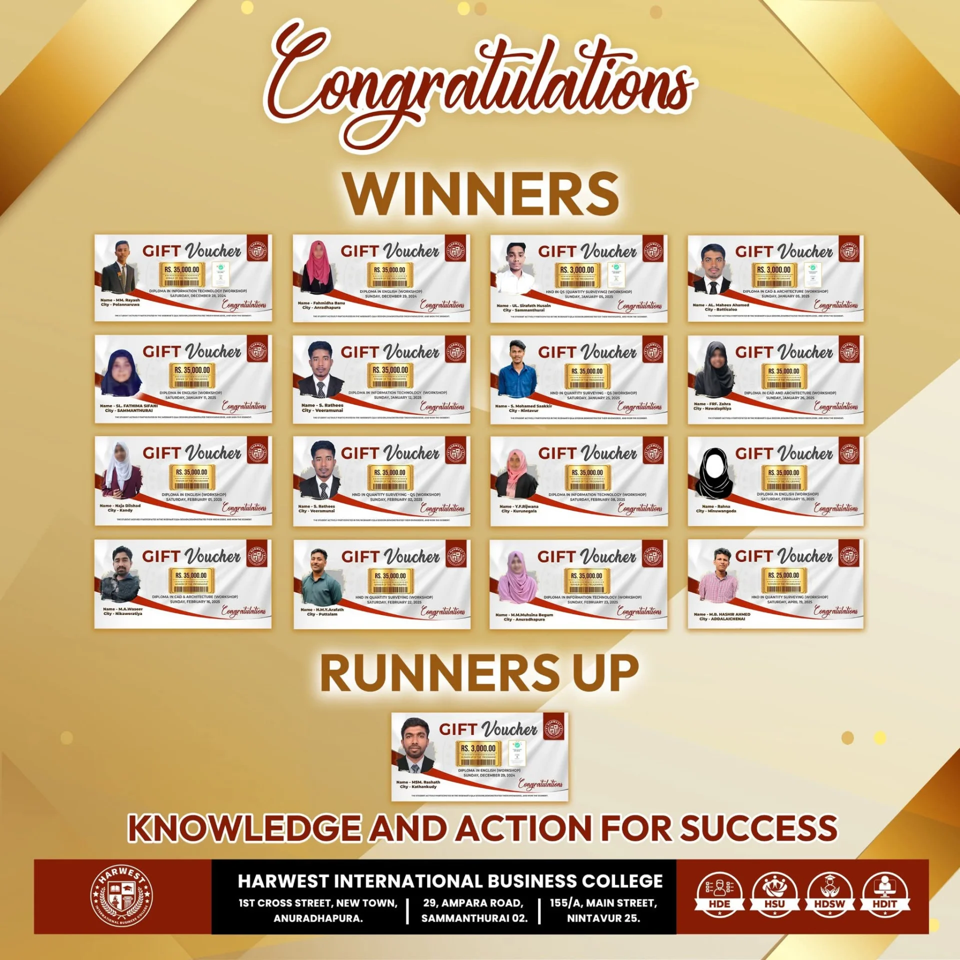 Knowledge and Action for Success Series Winners