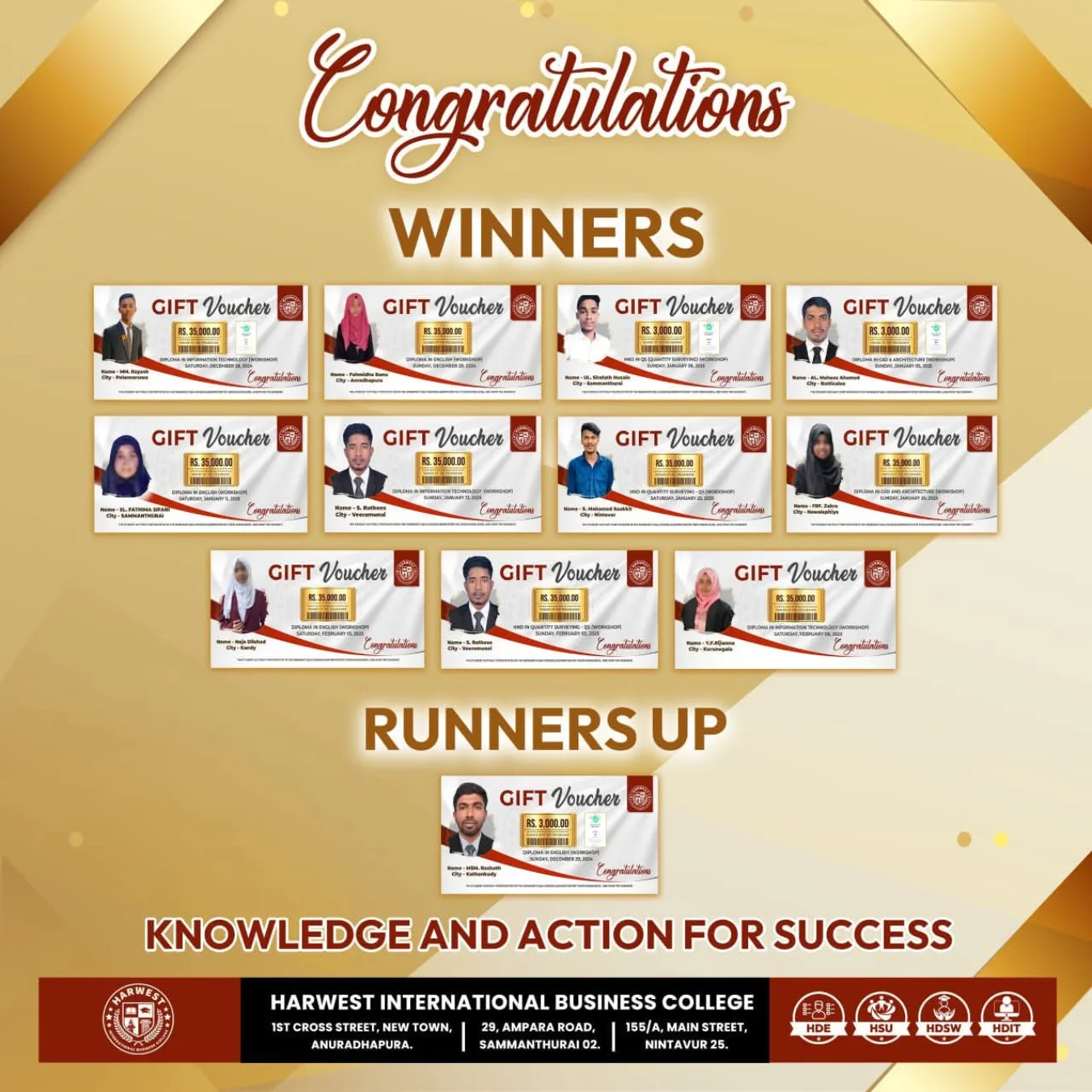 Knowledge and Action for Success Series Winners