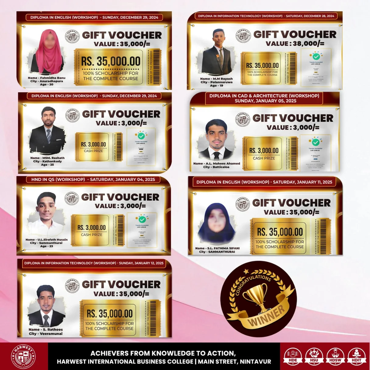 Knowledge and Action for Success Series Winners