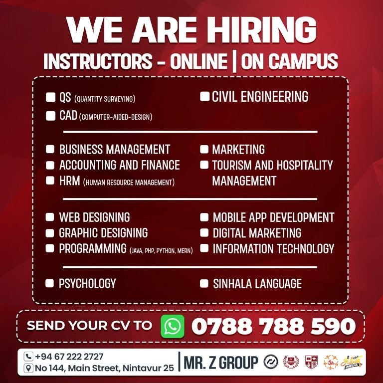 We are hiring – Instructors (Online & On-Campus)