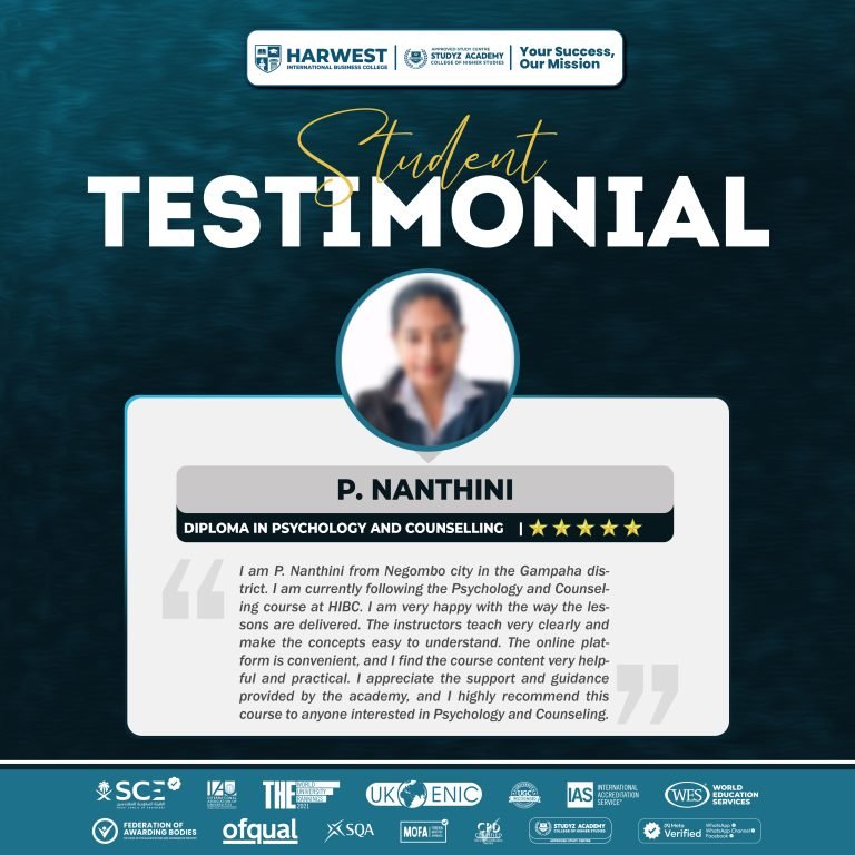 Learner Journey | Diploma in Psychology & Counselling | P. Nanthini
