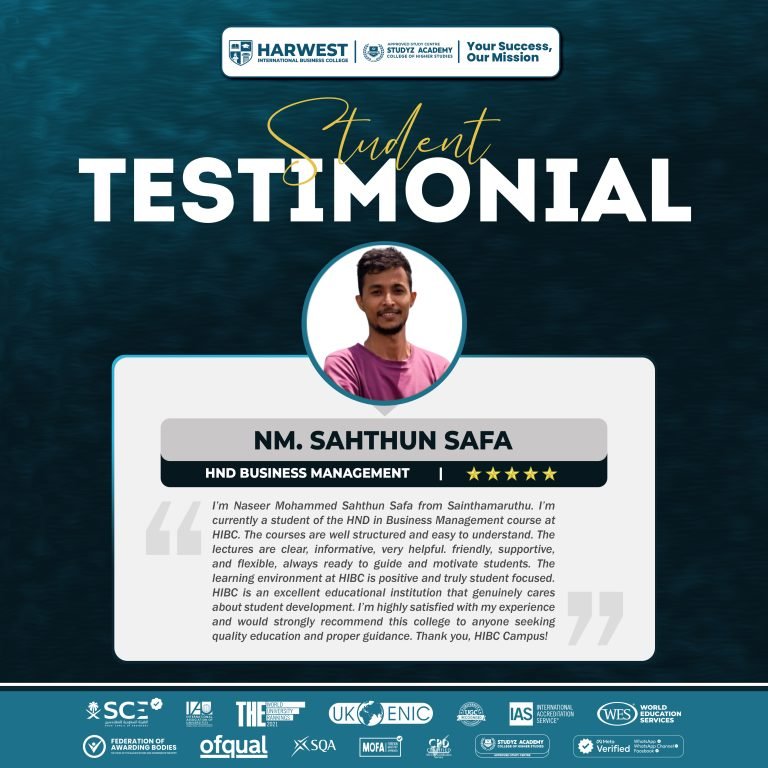 Learner Journey | HND Business Management | NM. Sahthun Safa