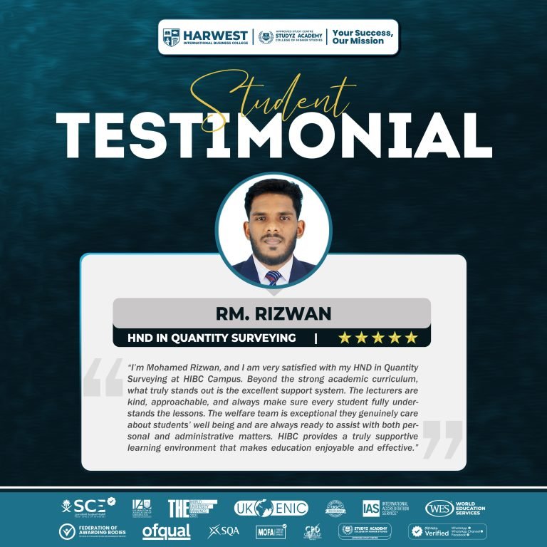 Learner Journey | HND in Quantity Surveying | RM. Rizwan