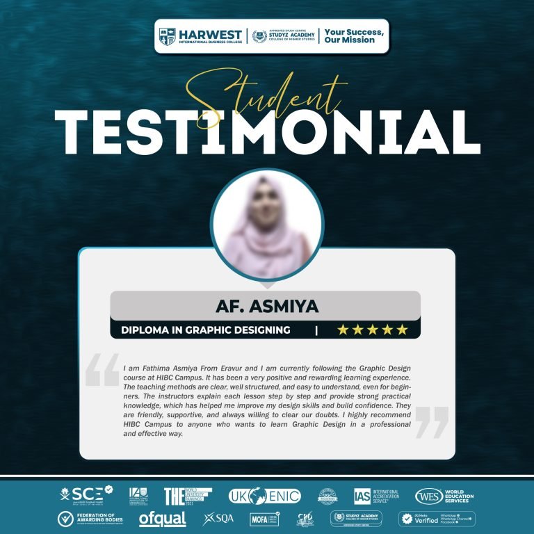 Learner Journey | Diploma in Graphic Designing | AF. Asmiya