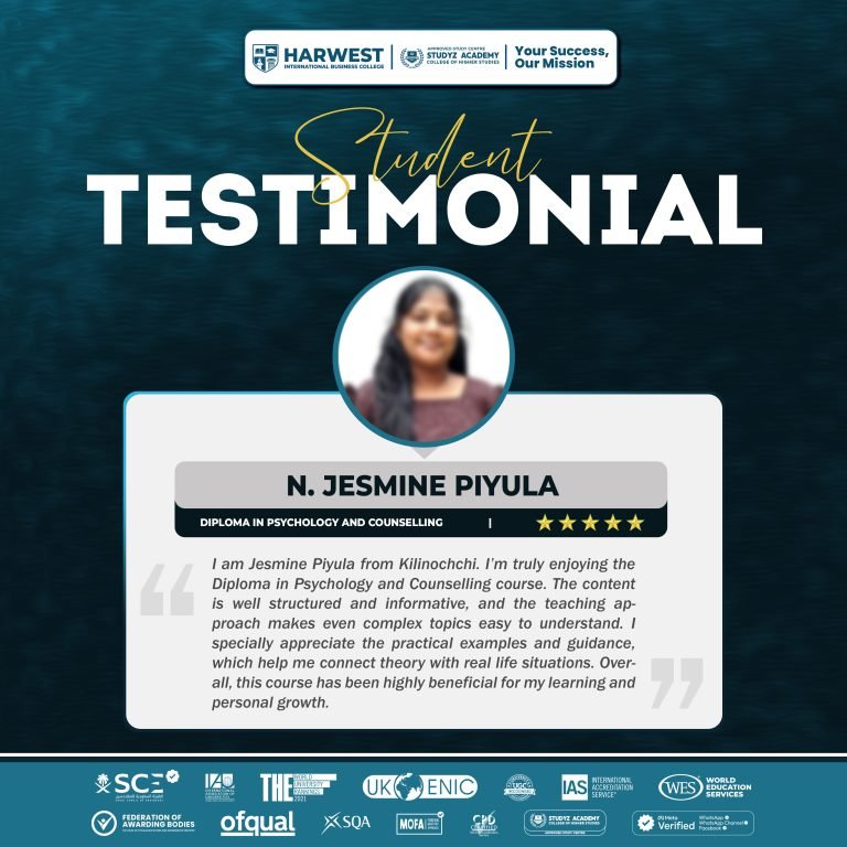 Learner Journey | Diploma in Phycology & Counselling | N. Jesmine Piyula